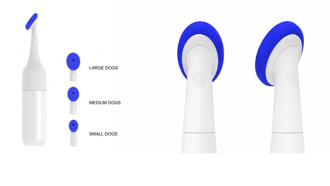 Sponge applicator heads sized for small, medium and large dogs