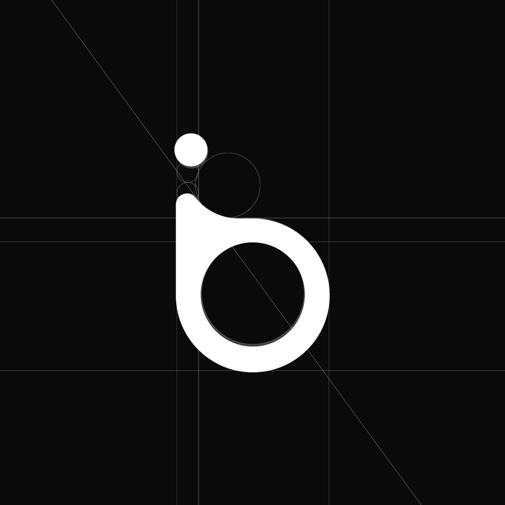 The Bue logo mark formed from its construction circles