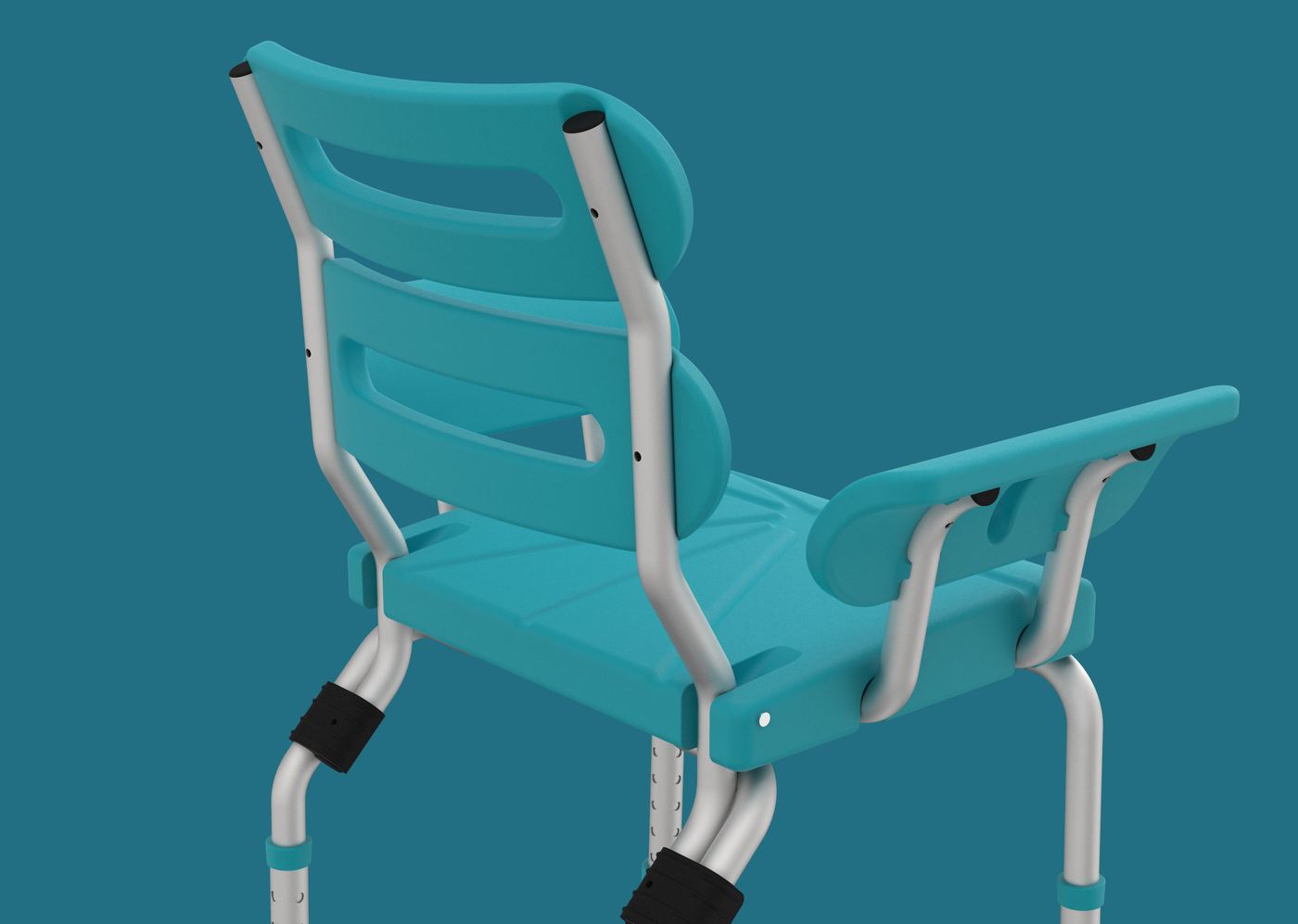 Close-up rendering of the back of the Bue Shower Chair