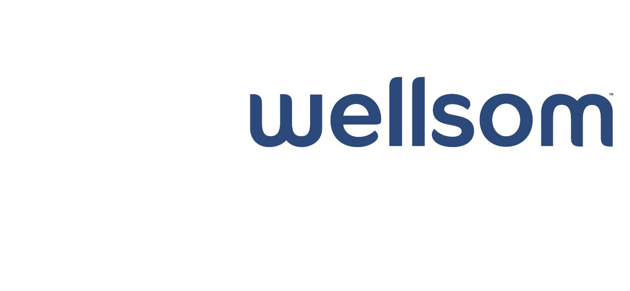 The Wellsom wordmark in navy