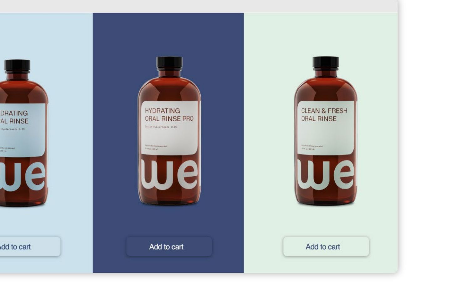 Wellsom web product pages with amber bottles